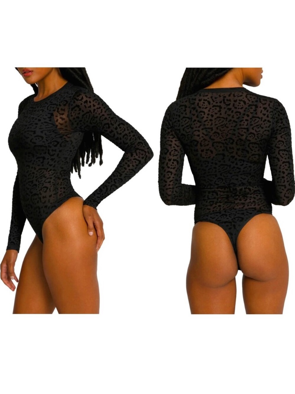 Good American Black Velvet Animal Print Body Suit 
⭐️5FOR$25⭐️
